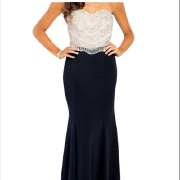Jovani JVN Prom Formal Gown with Beaded Fringe 6 - Picture 1 of 9